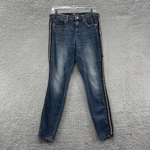 Gap Jeans‎ Women's 10 Blue Mid Rise Beaded Leg Stripes Jeggings Ladies Size 10